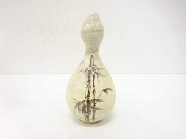  作家物　竹笹絵　徳利花入